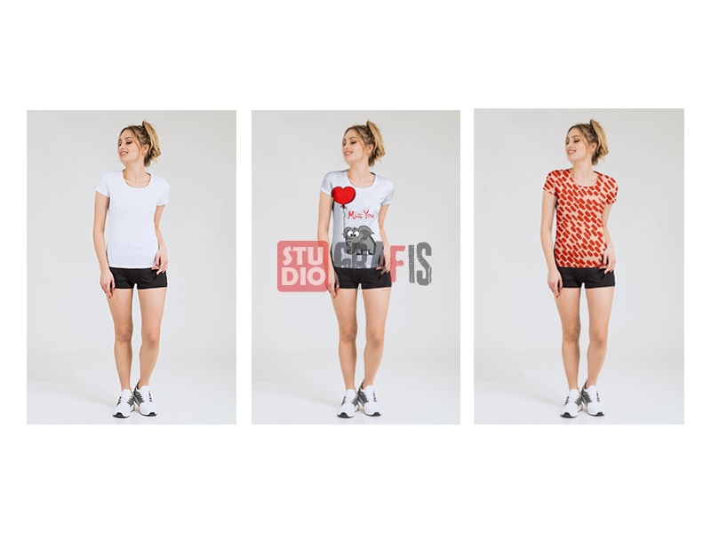 18 PSD Mockup T-Shirt Kaos Wanita